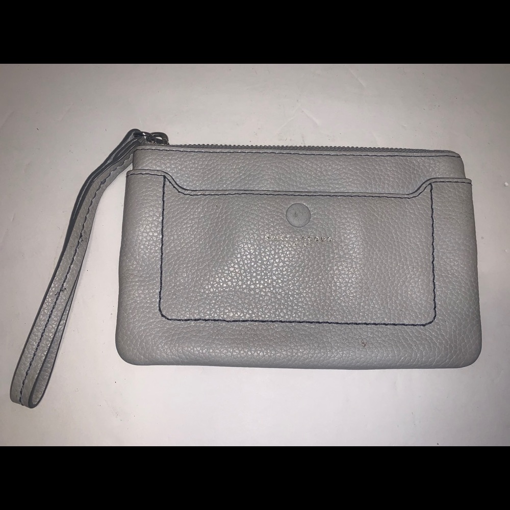 Marc Jacobs Gray Leather Wristlet Wallet Zip